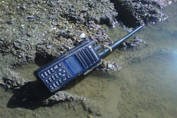 Waterproof handheld digital radio, supplied by Rescue Resource